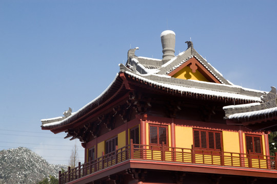 寺廟建筑 雪景風光