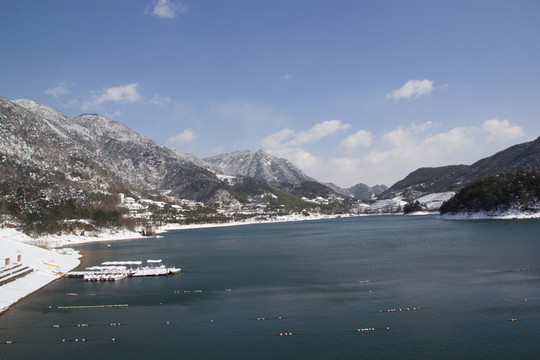 雪景風(fēng)光 湖泊 池塘山岳山丘
