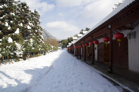 雪中道路 古建筑 長廊