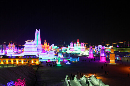 冰雕 冰雪 建筑 冰燈 夜景