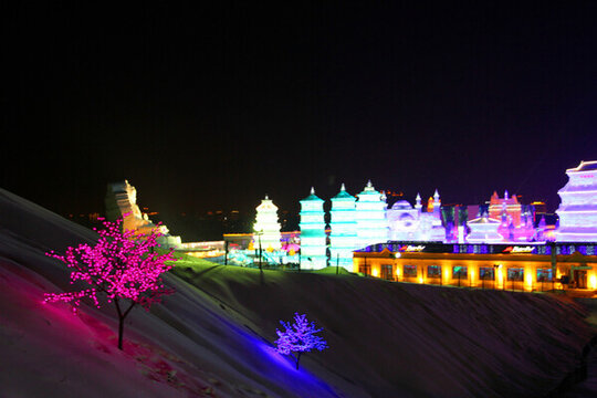 冰雕 冰雪 建筑 冰燈 夜景