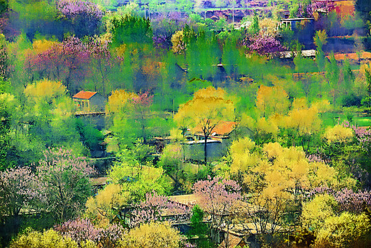 山村春色 風(fēng)景畫
