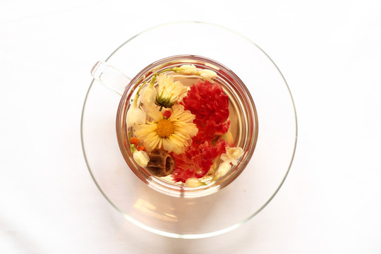 菊花花茶頂視圖