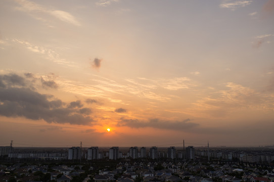 夕陽 俯瞰城區(qū)
