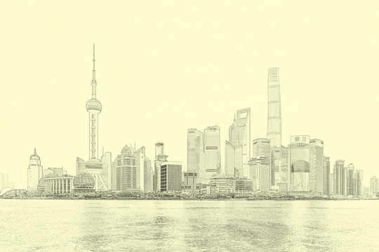 上海風(fēng)光線描 （未分層）