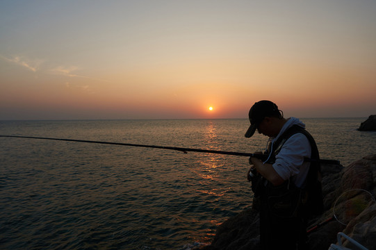 夕陽與海釣