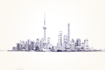 上海外灘線描（未分層）