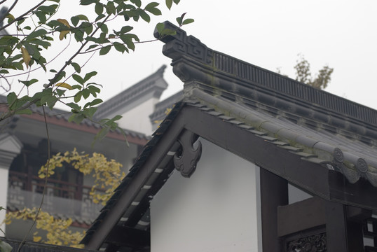 中式園林建筑瓦房屋檐