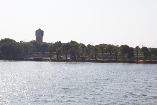 水波 公園 藍天 樹木