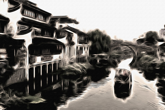 裝飾畫(huà) 江南古鎮(zhèn)