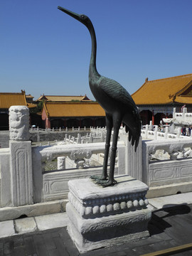 北京故宮太和殿銅鶴