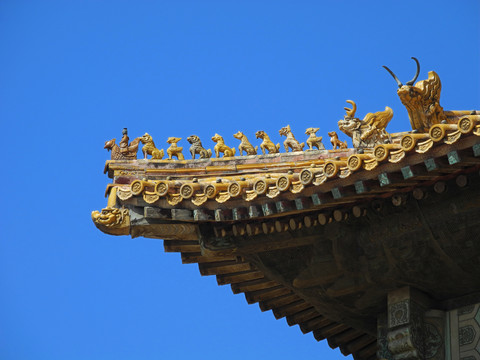 北京故宮保和殿飛檐脊獸