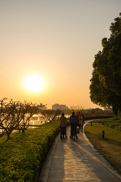 夕陽(yáng)下的公園