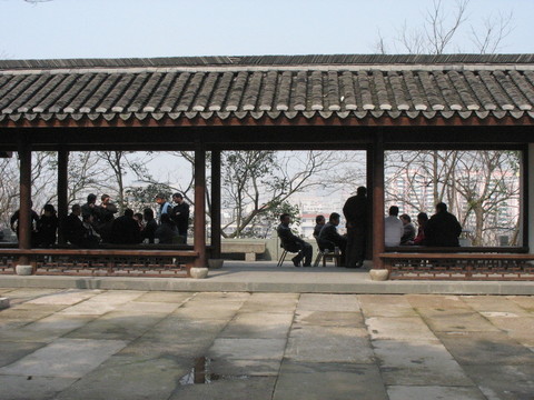 公園休閑的老人