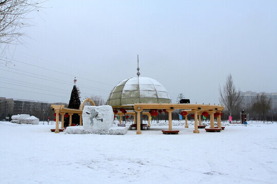 冬天 雪地 冰面 游樂場 冬季