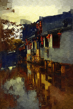 水鄉(xiāng) 油畫