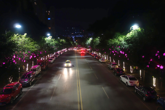 夜景 公路 汽車燈 春節(jié)夜景