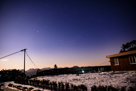 星空雪地