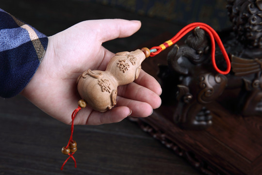 福祿壽桃木掛件