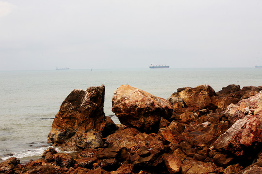 礁石 海邊 魚鱗洲 自然風(fēng)景