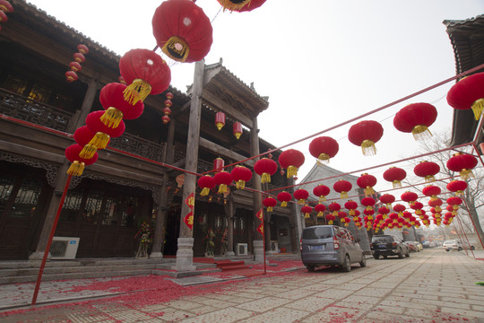 紅燈籠 街道 仿古建筑