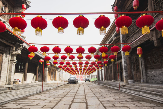 紅燈籠 街道 仿古建筑