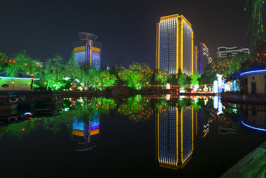 四川綿陽城市建筑夜景