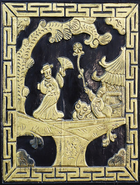 木雕飾件 古代書生人物形象