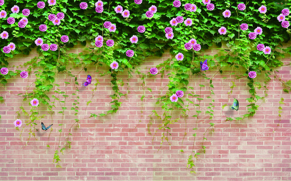 磚墻薔薇3D裝飾畫(huà)
