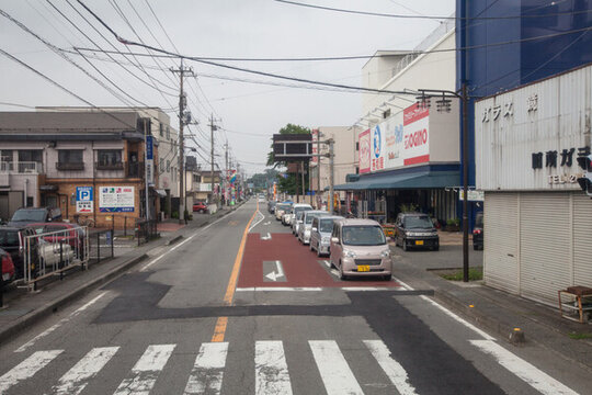 日本城鎮(zhèn)道路 十字路口 人行道