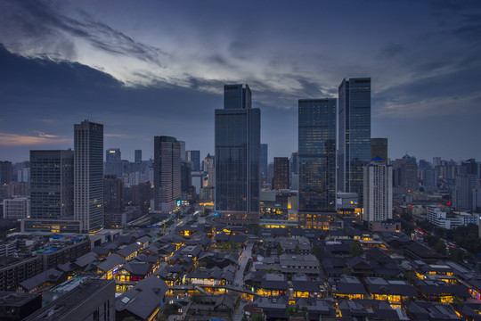 成都金融中心全景夜景