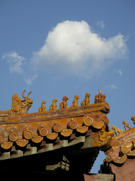北京故宮內(nèi)廷院落屋脊獸