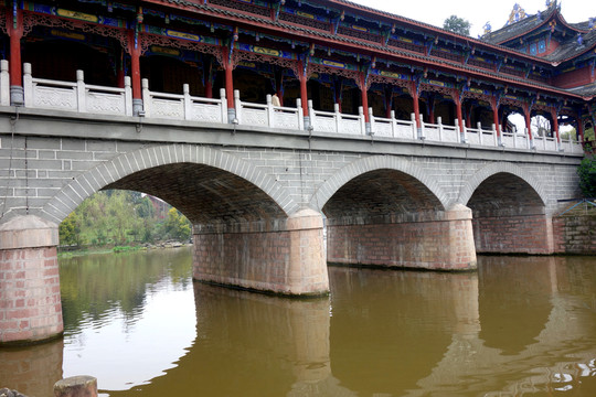 廊橋 小河 石拱橋 狀元橋