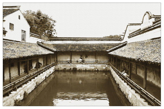 復(fù)古畫(huà) 江南古鎮(zhèn)