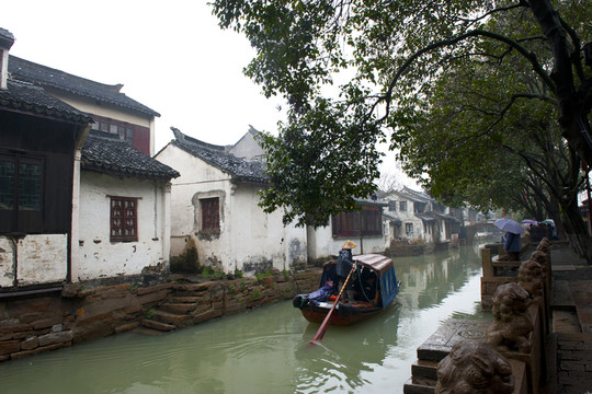 蘇州昆山周莊冬天雨景
