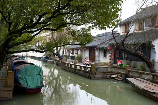 蘇州昆山周莊冬天雨景
