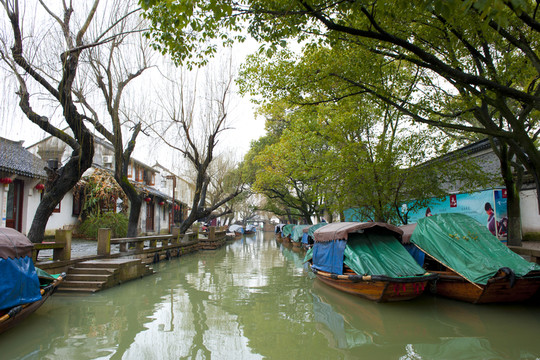 蘇州昆山周莊冬天雨景