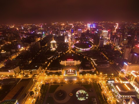 航拍成都天府廣場全景