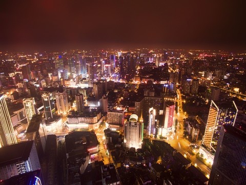 航拍成都市區(qū)全景