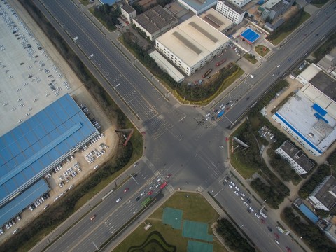 航拍十字路口