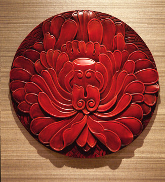 菊花紅木浮雕