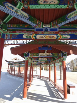長亭 長廊 走廊 古建筑 仿古