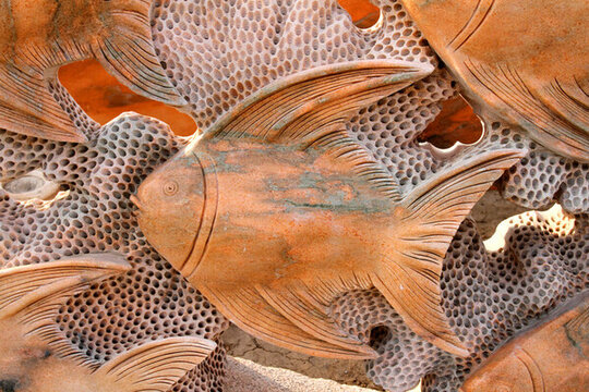 浮雕 裝飾雕塑 魚 動物