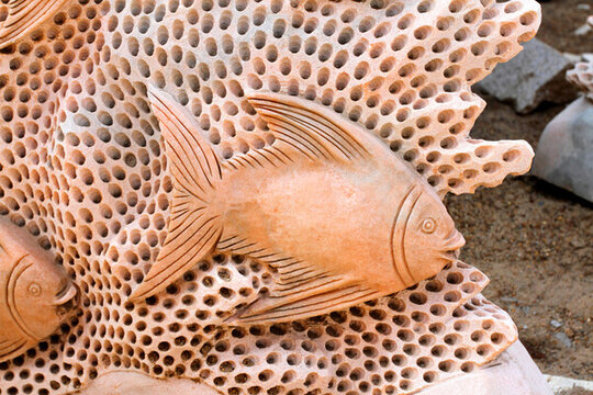 浮雕 裝飾雕塑 魚 動物