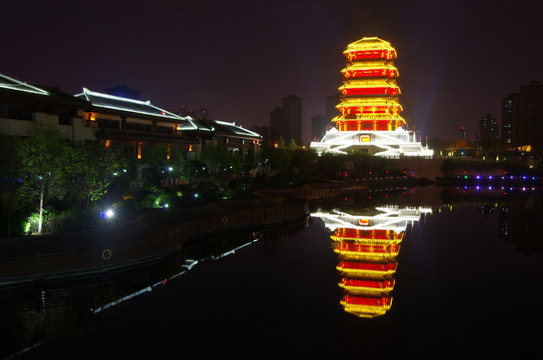 西安漢城湖夜景