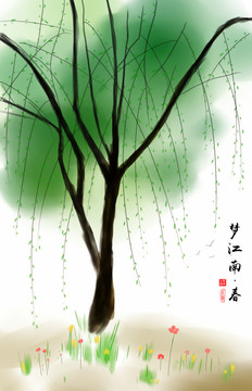 卡通插畫 兒童畫 春天 未分層