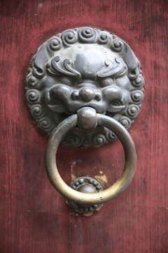 紅木門 銅門環(huán)