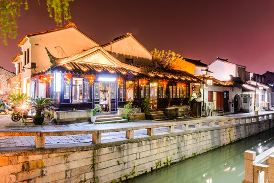 蘇州市平江路歷史街區(qū)夜景