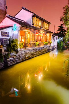 蘇州市平江路歷史街區(qū)夜景