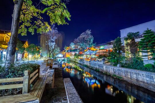 云南麗江大研古鎮(zhèn)夜景